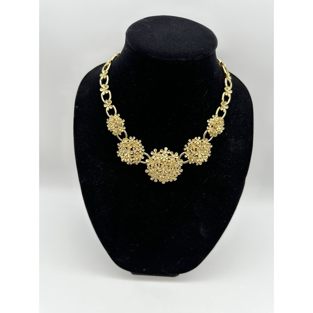 ROBERTO BY RFM Floral Crystal Statement Necklace Matte Gold‎ Tone Bling